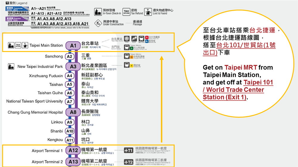 Taoyuan Airport MRT Route Map